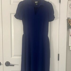 DKNY Royal Blue Belted Midi Dress Size 2